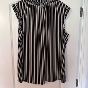 Adrianna Papell Black and Pink Striped Blouse